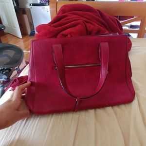 Large red shoulder bag